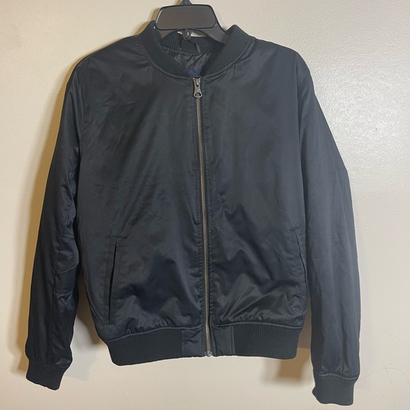 American Eagle Black Classic Bomber Jacket Lg - Picture 1 of 4